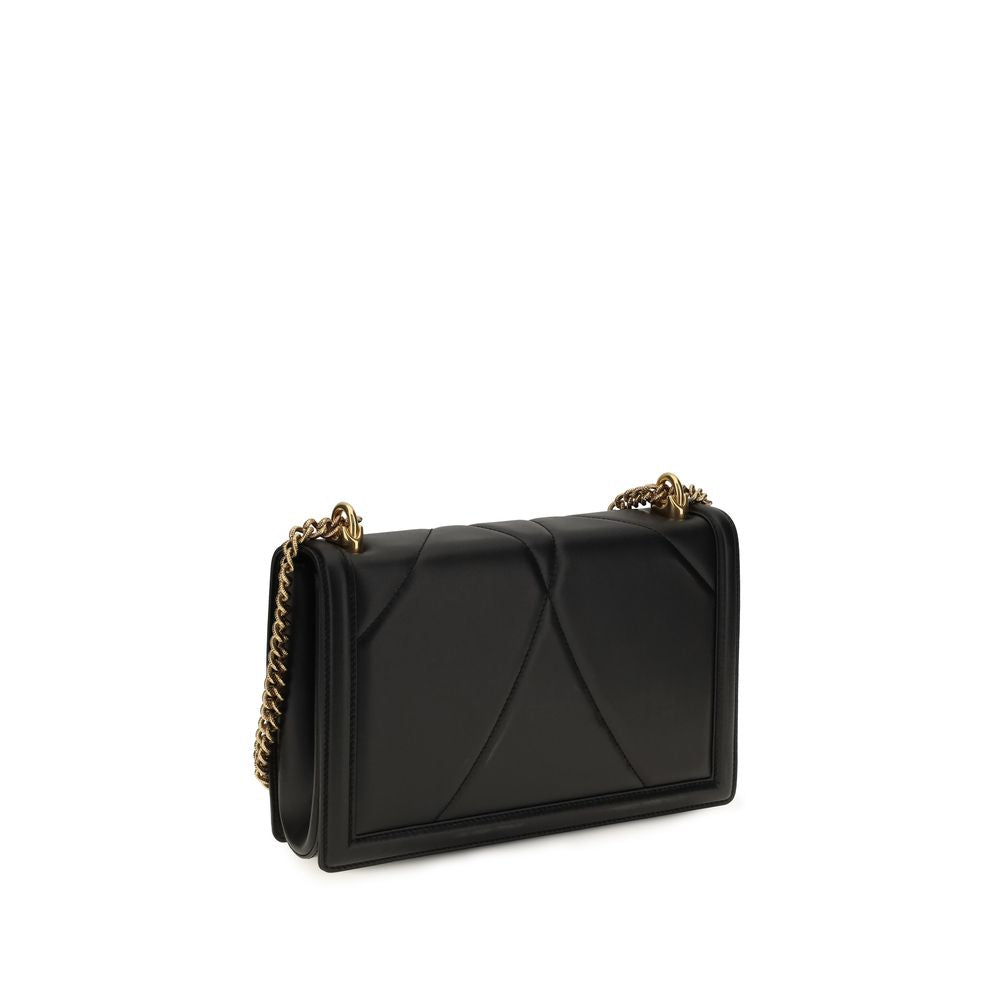 Dolce & Gabbana Schwarze Lammleder Schultertasche Ovis Aries