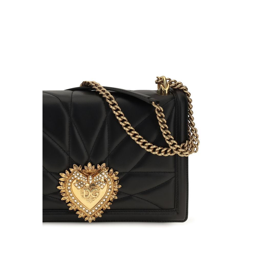 Dolce & Gabbana Schwarze Lammleder Schultertasche Ovis Aries