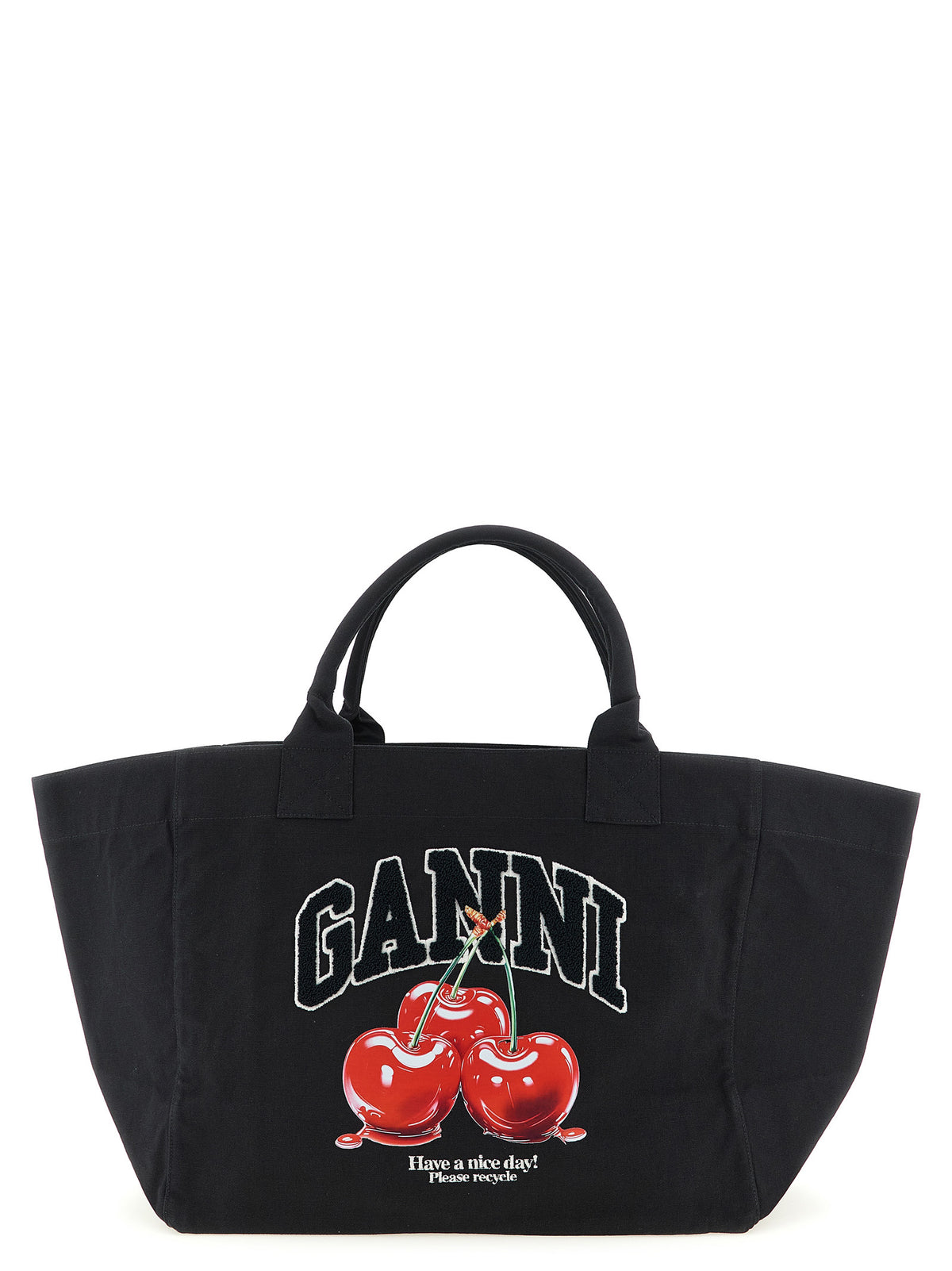 Ganni Schwarze Tote Bag aus recycelter Baumwolle