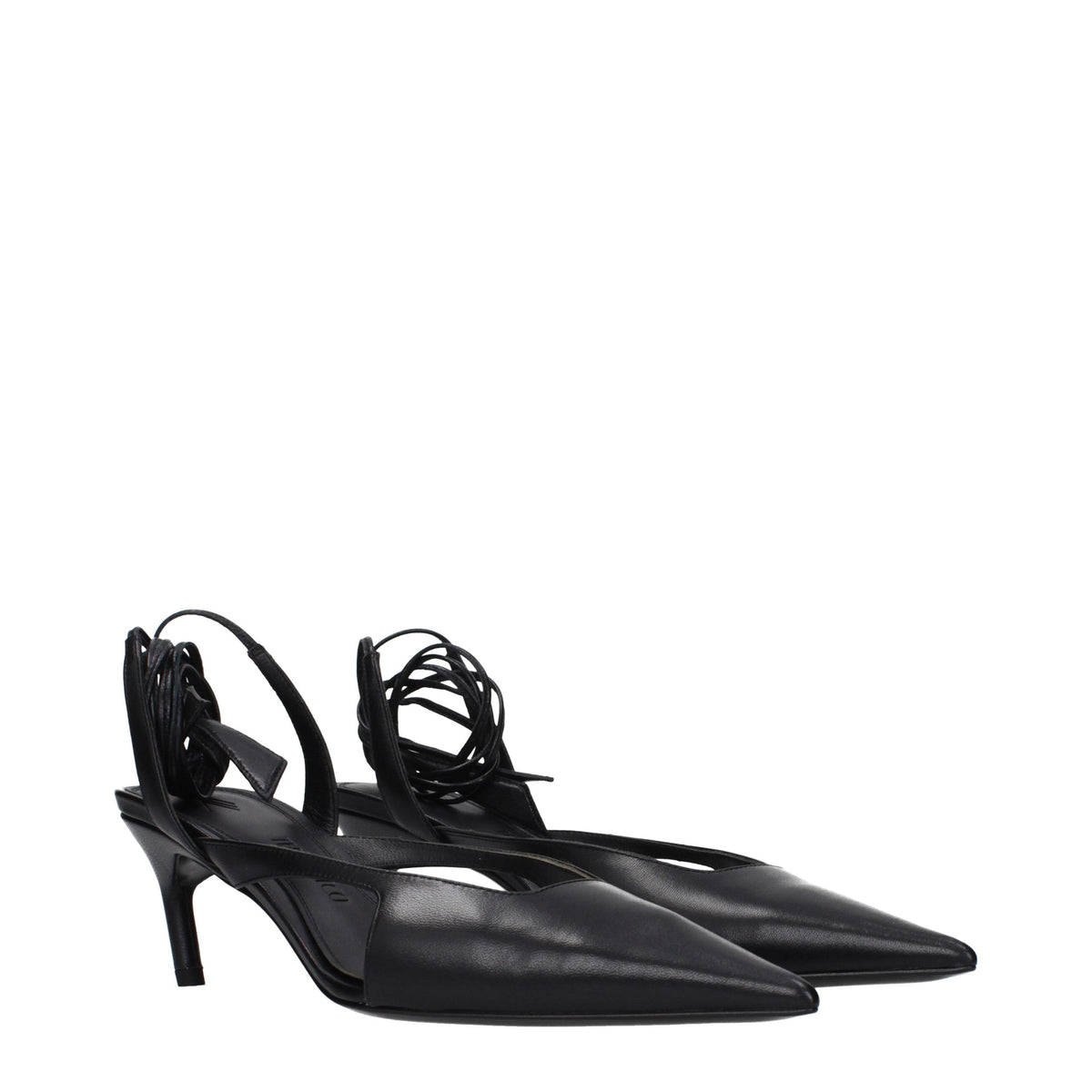 The Attico Schwarze Leder Pumps mit hohem Absatz