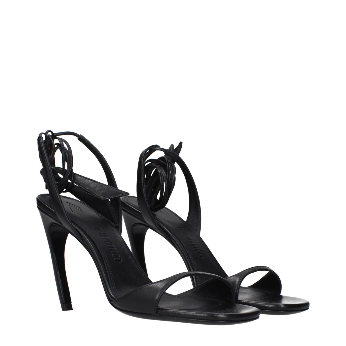 The Attico Schwarze Leder-Stiletto-Sandalen