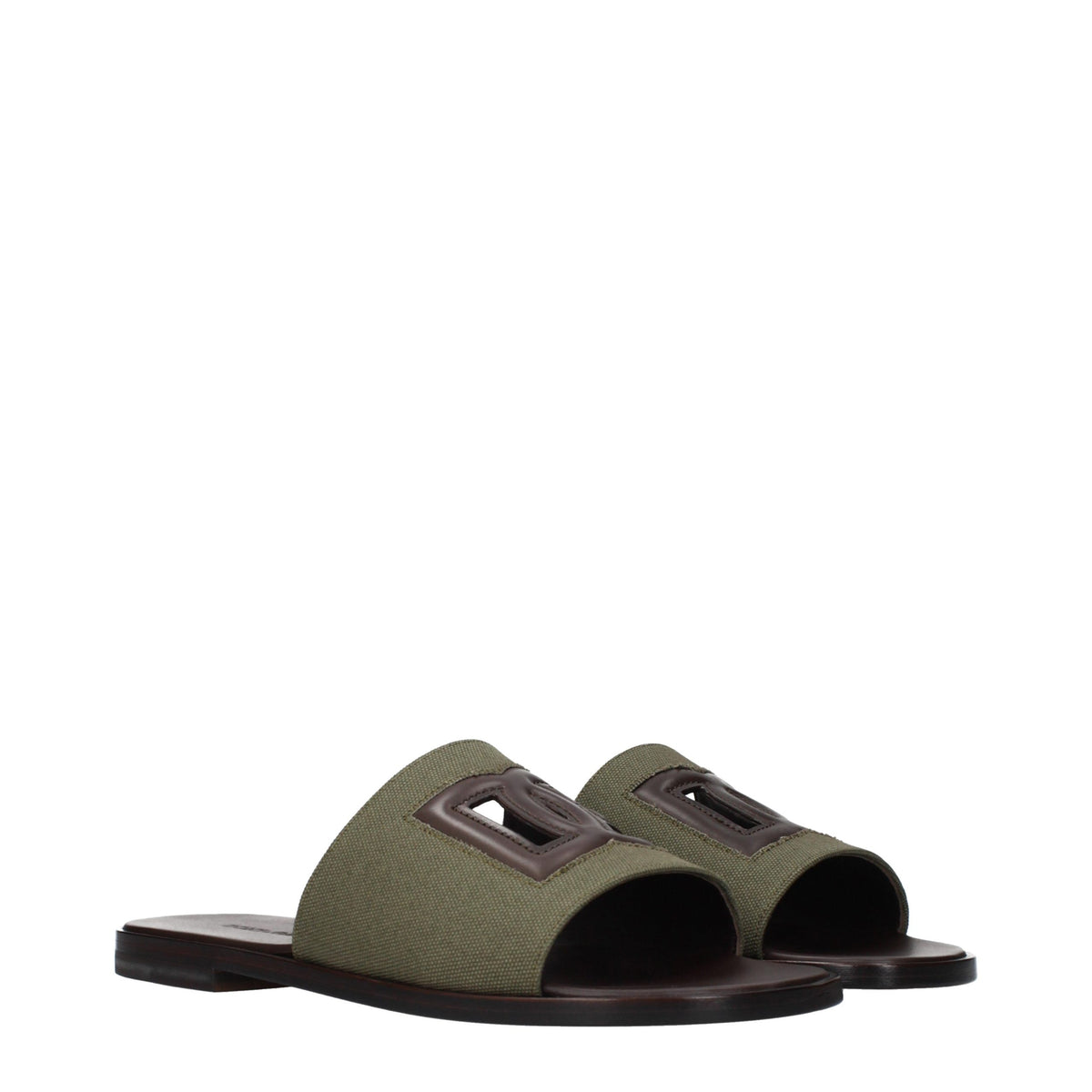 Dolce & Gabbana Grüne Stoff-Slipper