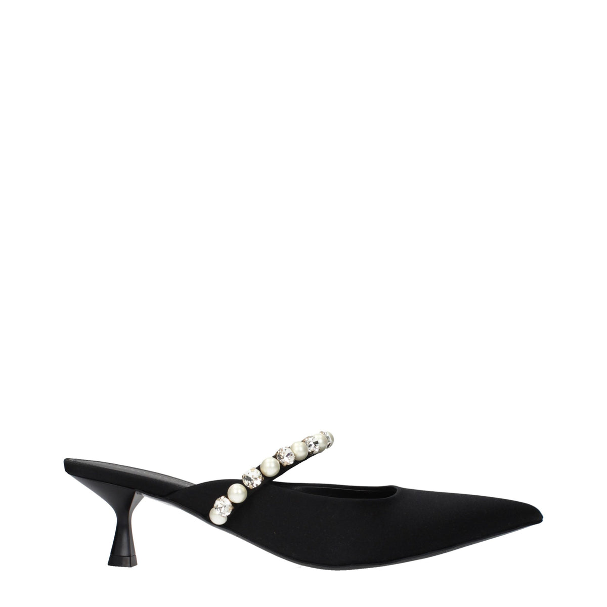 Stella McCartney Schwarze Stiletto-Sandalen aus Satin