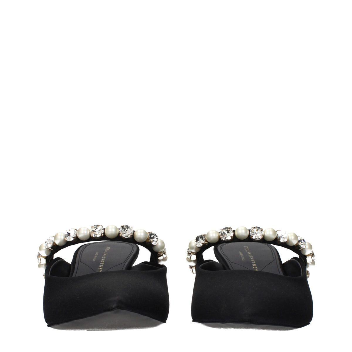 Stella McCartney Schwarze Stiletto-Sandalen aus Satin