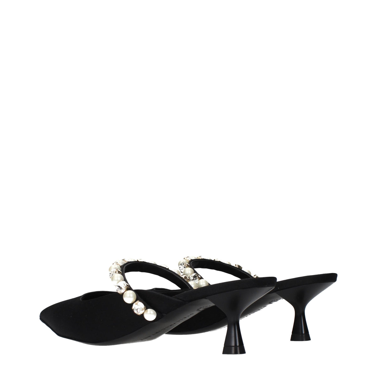 Stella McCartney Schwarze Stiletto-Sandalen aus Satin