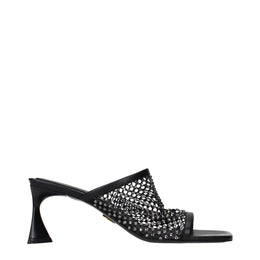 Stella McCartney Schwarze Leder-Stiletto-Sandalen