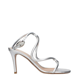 Gianvito Rossi Graue Sandalen mit Stiletto-Absatz aus Leder