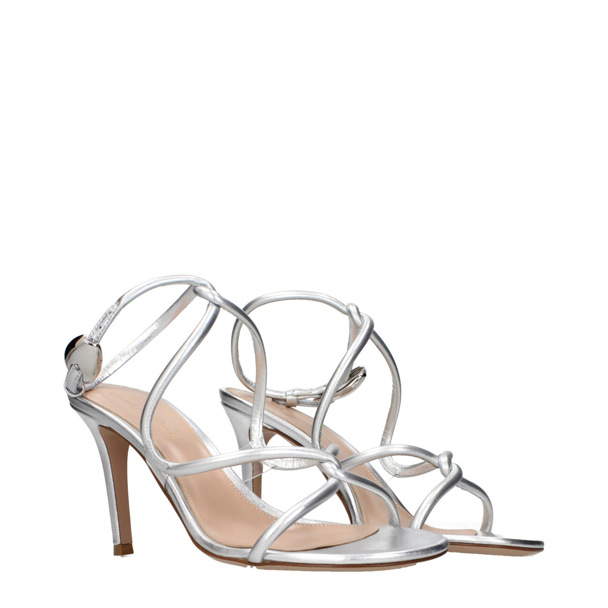 Gianvito Rossi Graue Sandalen mit Stiletto-Absatz aus Leder