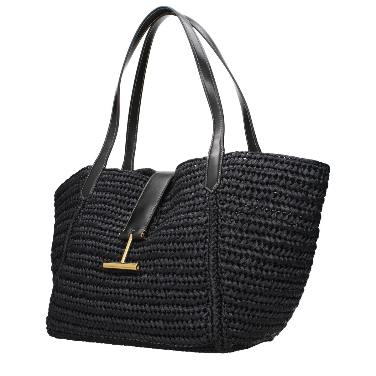 Tom Ford Schwarze Raffia-Umhängetasche