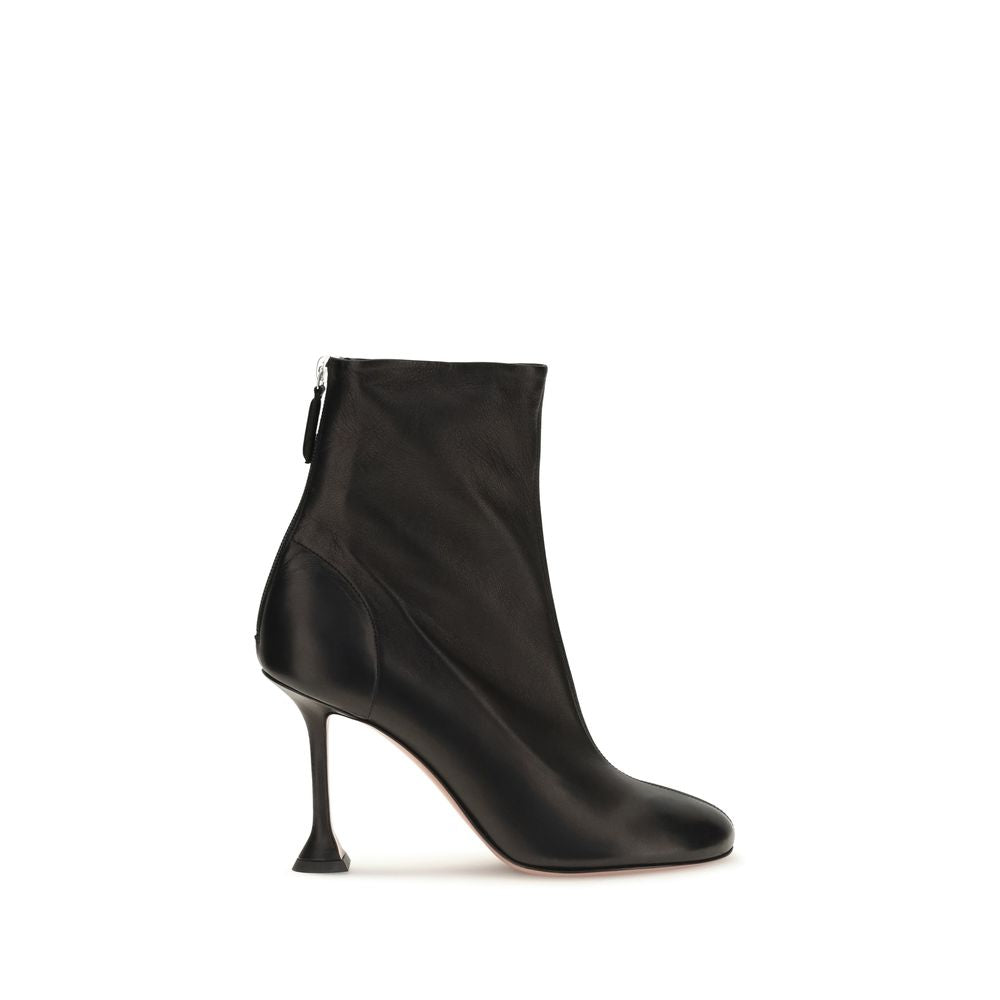 Amina Muaddi Schwarze Lammleder-Stiefeletten Ovis Aries