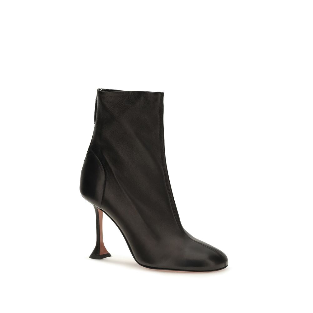 Amina Muaddi Schwarze Lammleder-Stiefeletten Ovis Aries