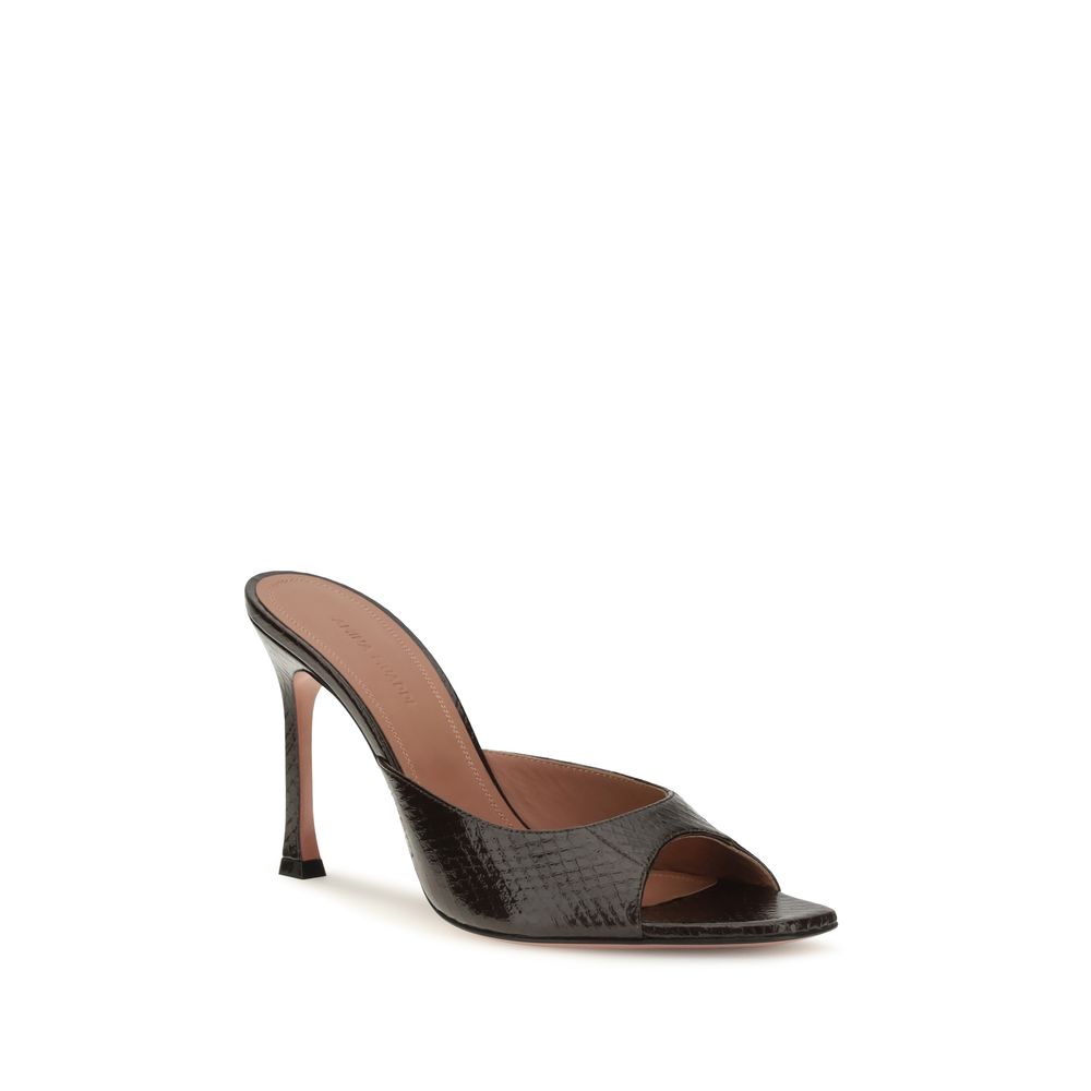 Amina Muaddi Braune Kalbsleder Bos Taurus Stiletto-Sandalen
