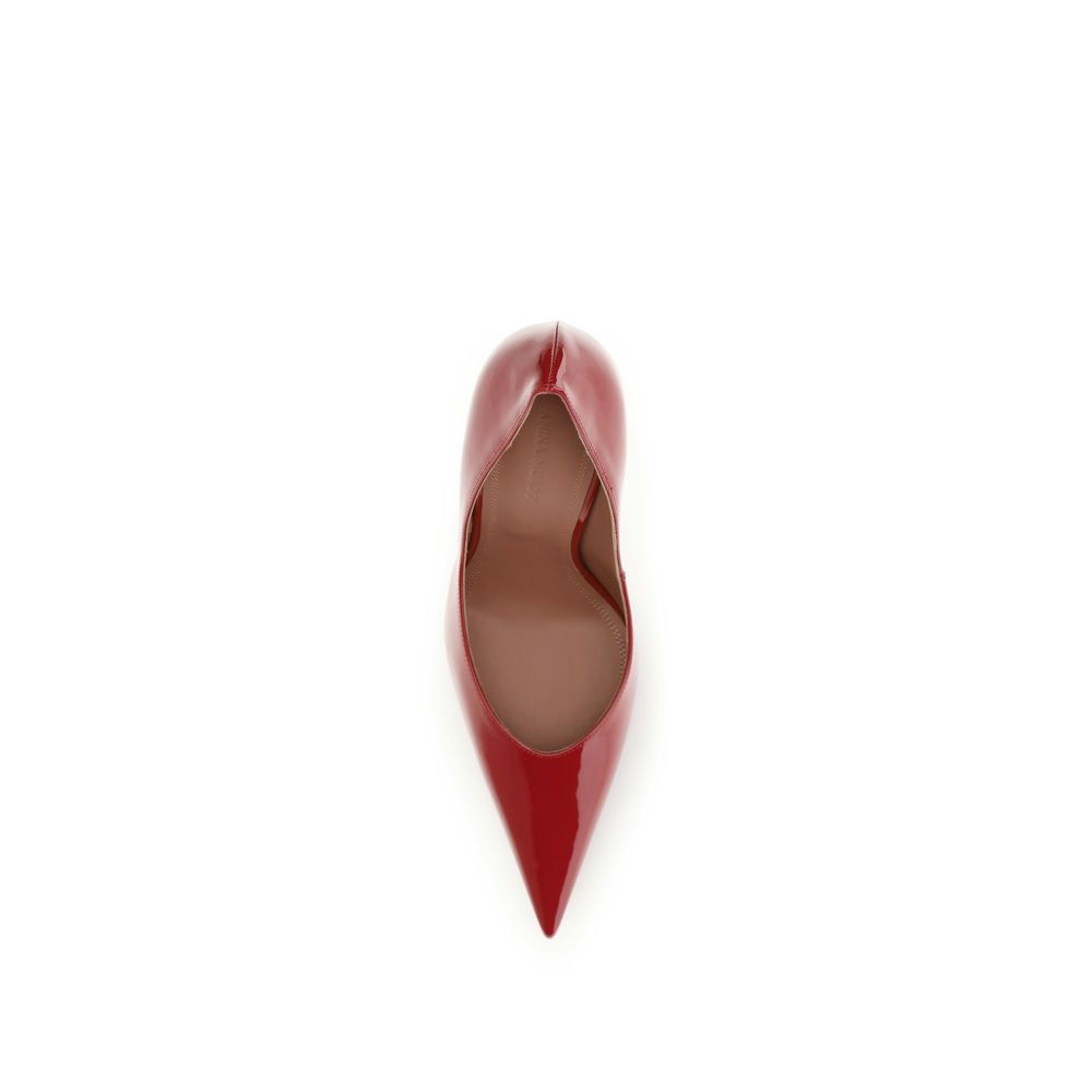 Amina Muaddi Pumps aus rotem Kalbsleder mit hohem Absatz