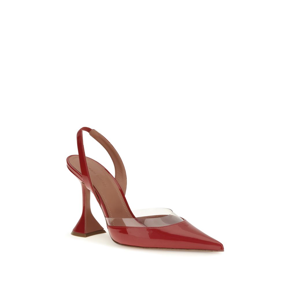 Amina Muaddi Rote Pumps aus Ziegenleder mit hohem Absatz