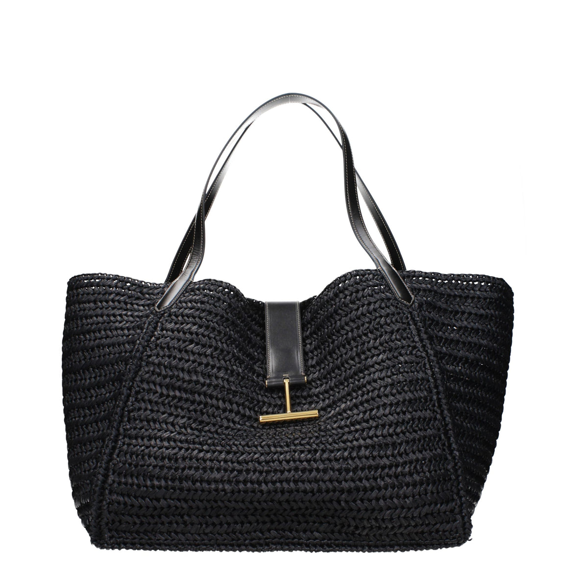 Tom Ford Schwarze Raffia-Umhängetasche