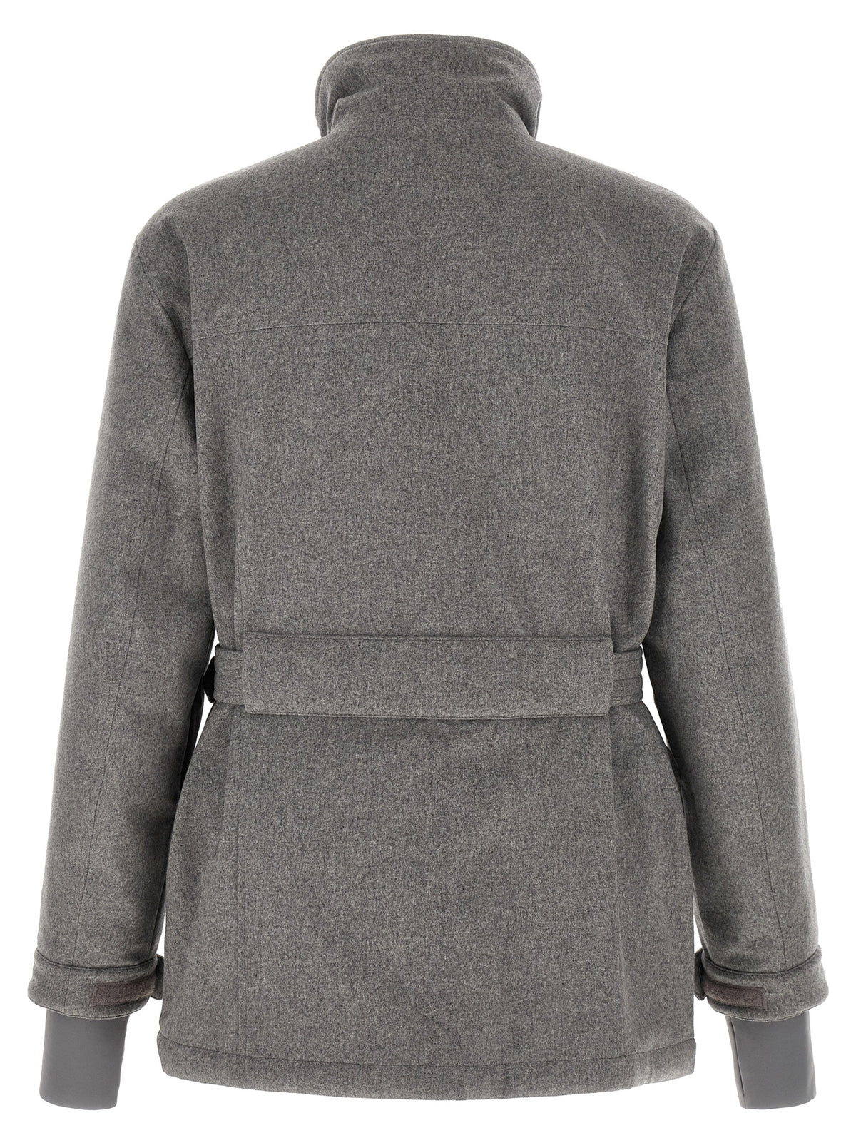 Brunello Cucinelli Grauer Wollmantel in voller Länge