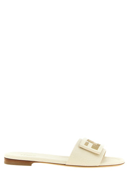 Fendi Weiße Kalbsleder-Slipper
