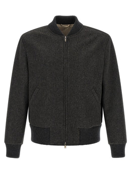 Lardini Grauer Bomber aus reiner Schurwolle