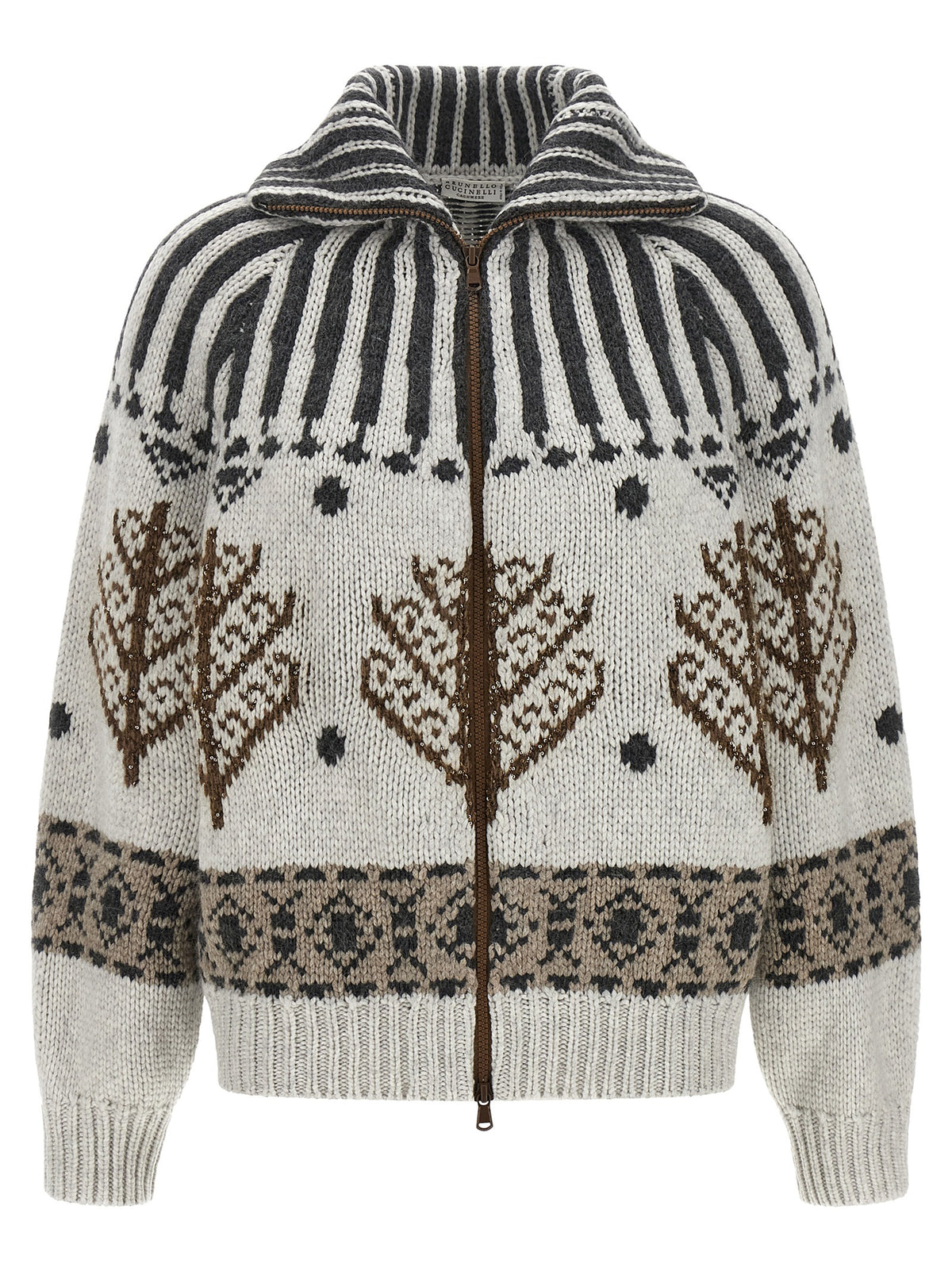 Brunello Cucinelli Mehrfarbige Kaschmir-Strickjacke
