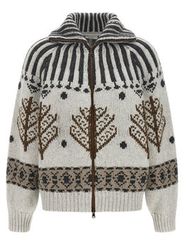 Brunello Cucinelli Mehrfarbige Kaschmir-Strickjacke