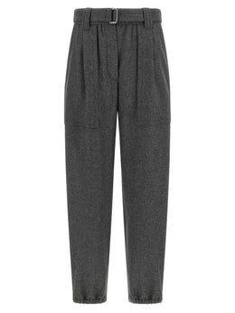 Brunello Cucinelli Graue Cargo-Hose aus reiner Schurwolle