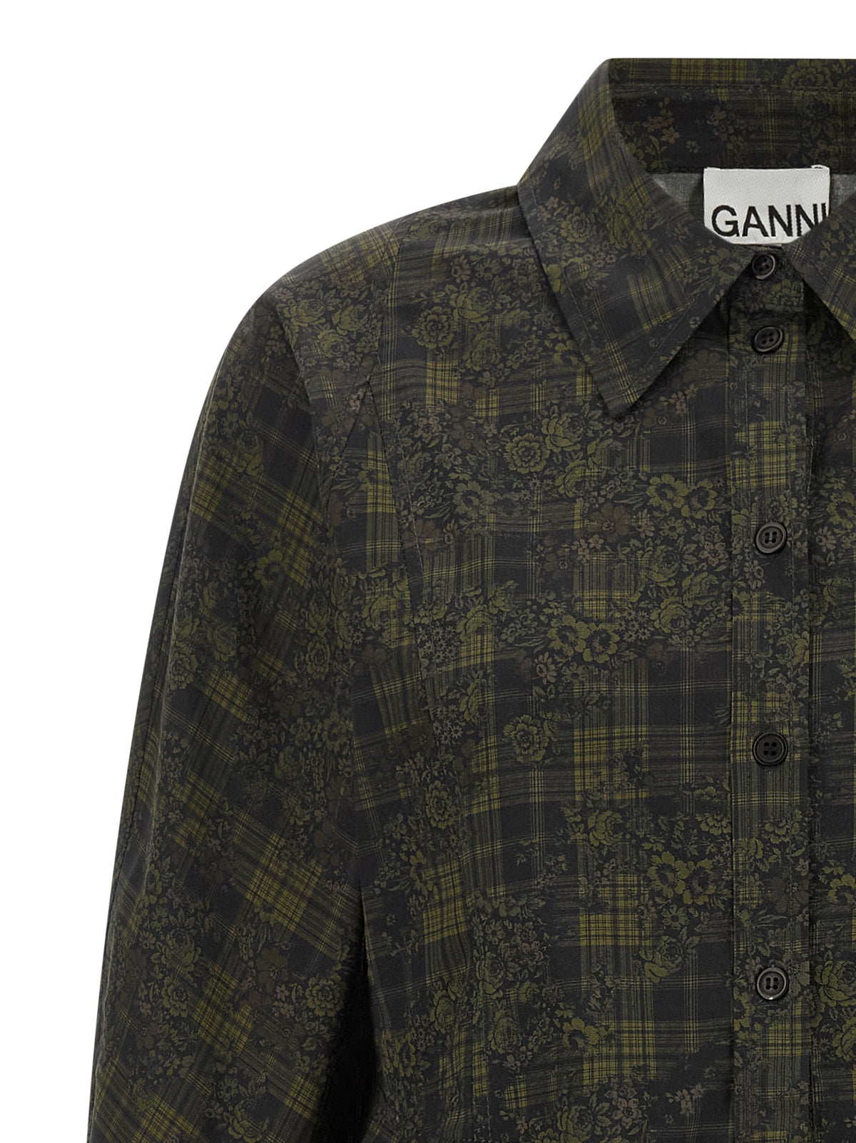 Ganni Zweifarbige Bio-Baumwollbluse