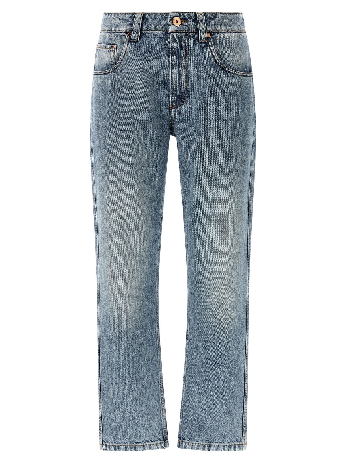 Brunello Cucinelli Blaue Jeans aus Baumwolle im geraden Schnitt