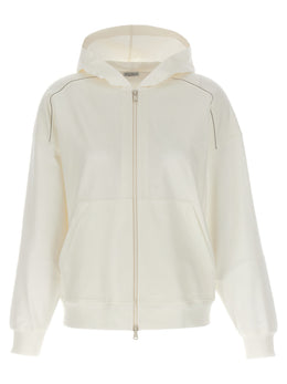 Brunello Cucinelli Weiße Baumwoll-Kapuzenpullover
