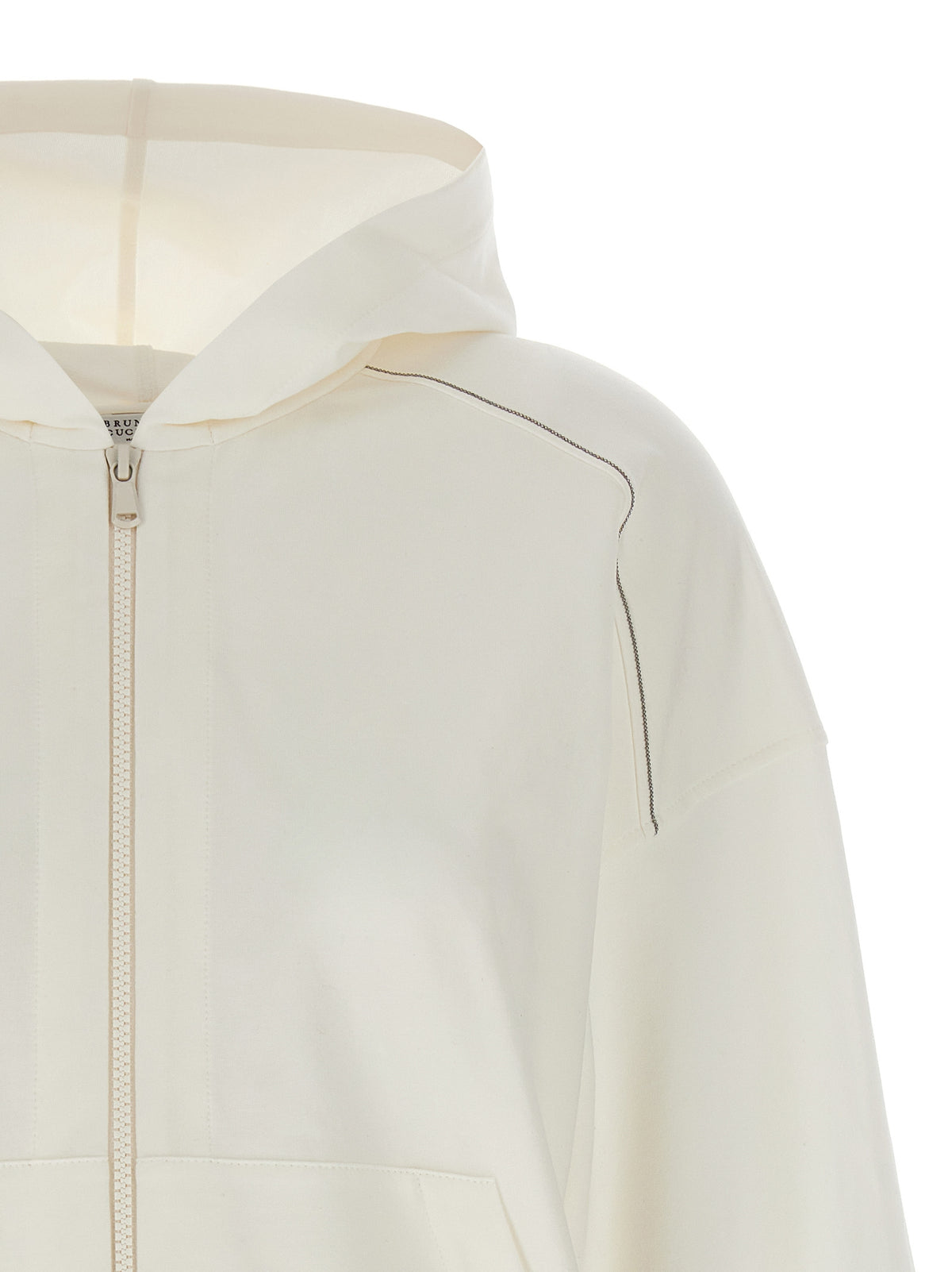 Brunello Cucinelli Weiße Baumwoll-Kapuzenpullover