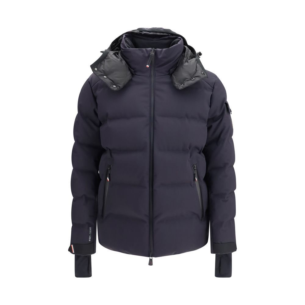 Moncler Grenoble Blaue Polyamid-Jacke in voller Länge