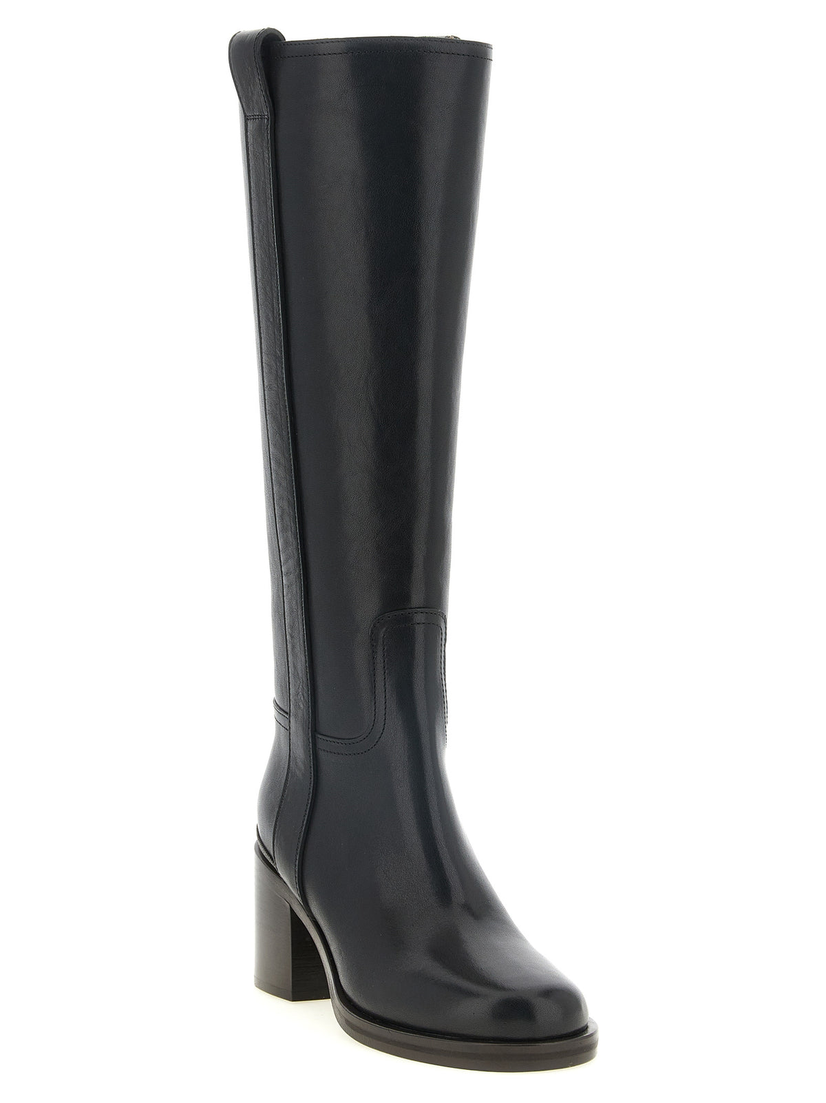 Brunello Cucinelli Schwarzes Kalbsleder Over-the-Knee