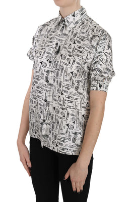 Dolce & Gabbana Trompetendruck Knopfleiste Seidentop Bluse
