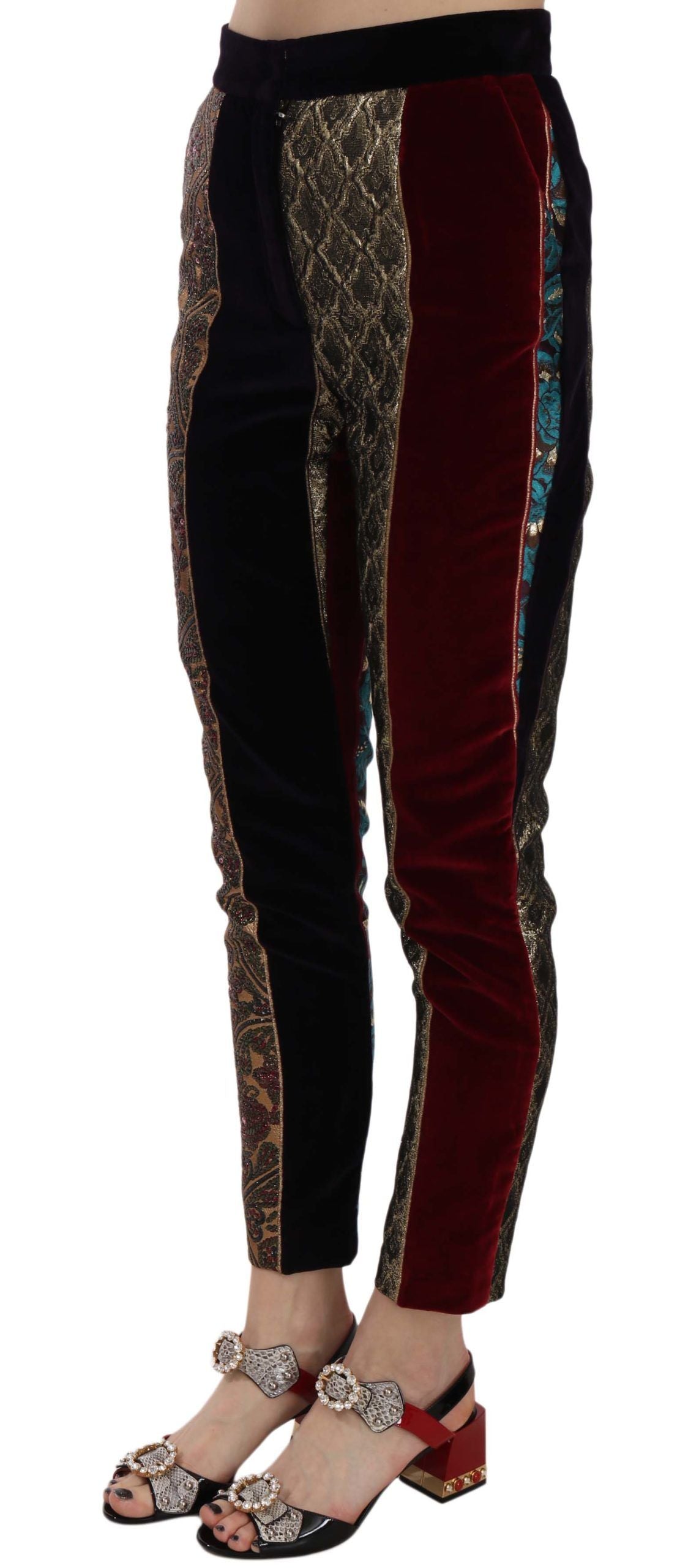 Dolce & Gabbana Mehrfarbige Jacquard-Hose mit konisch zulaufendem Bein