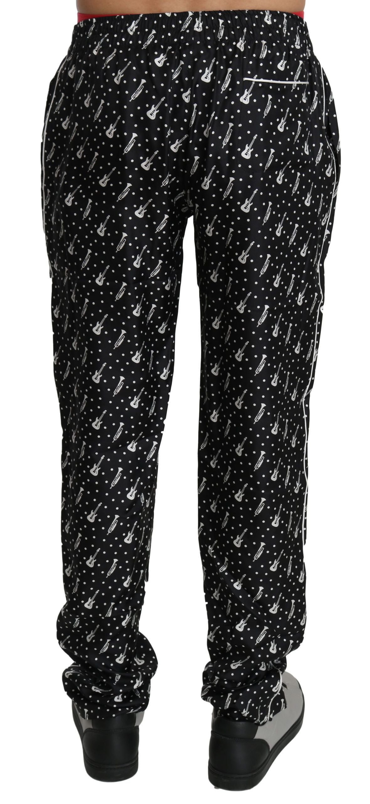 Dolce & Gabbana Schwarze Musikinstrumenten-Hose aus Seide