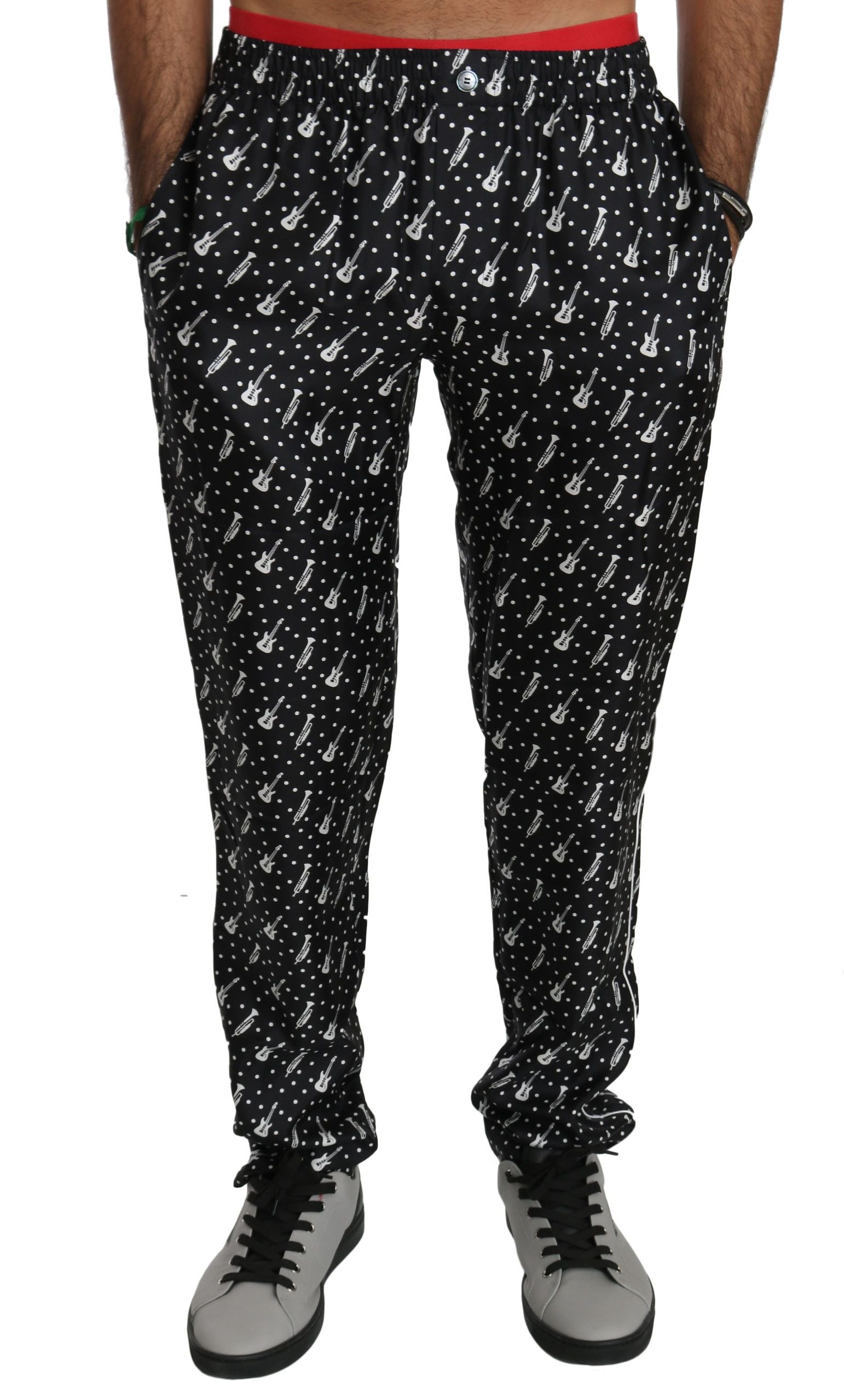 Dolce & Gabbana Schwarze Musikinstrumenten-Hose aus Seide