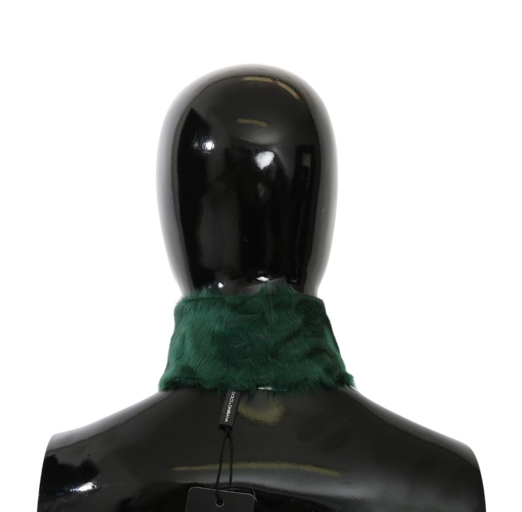 Dolce & Gabbana Grüner Pelzkragen Wickel-Lammfellschal
