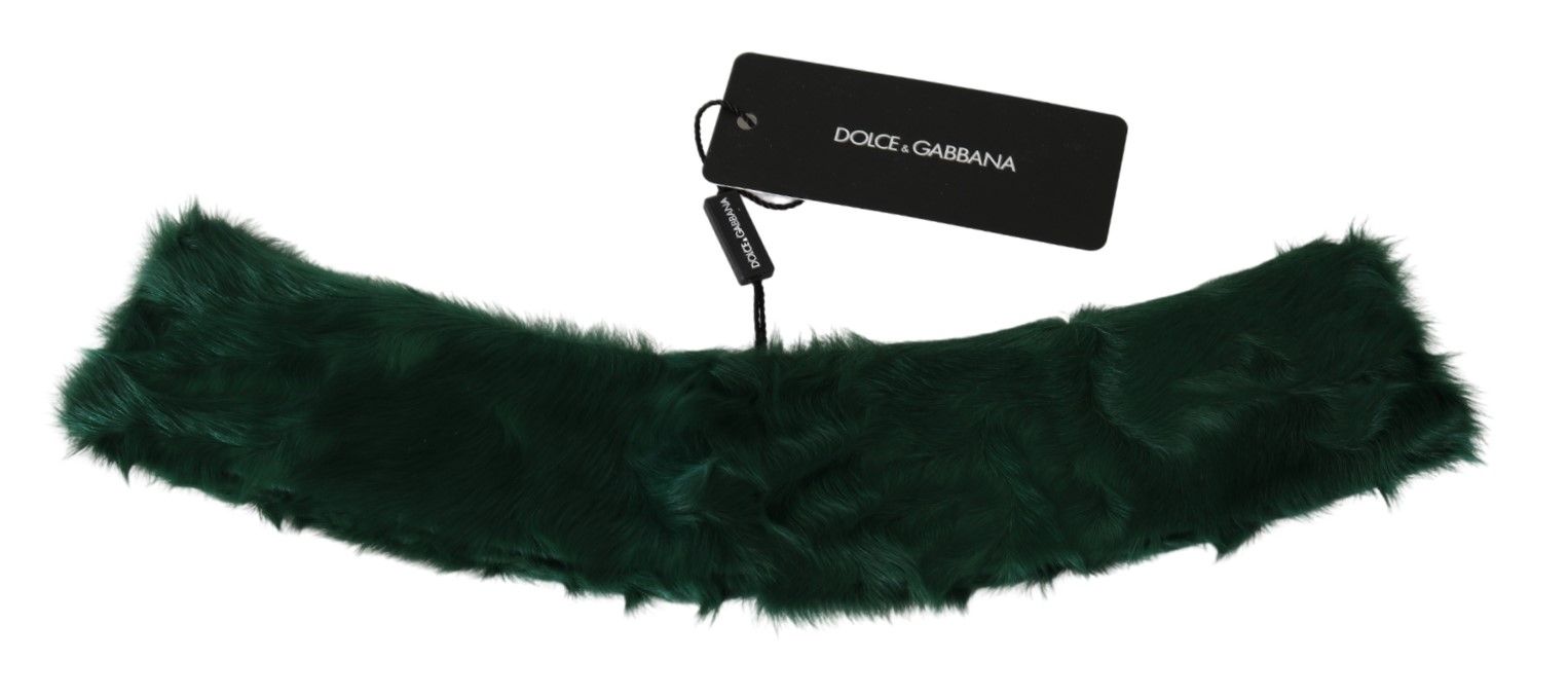 Dolce & Gabbana Grüner Pelzkragen Wickel-Lammfellschal