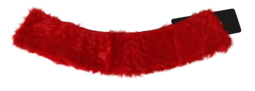 Dolce & Gabbana Roter Pelzkragen Wickel-Lammfellschal