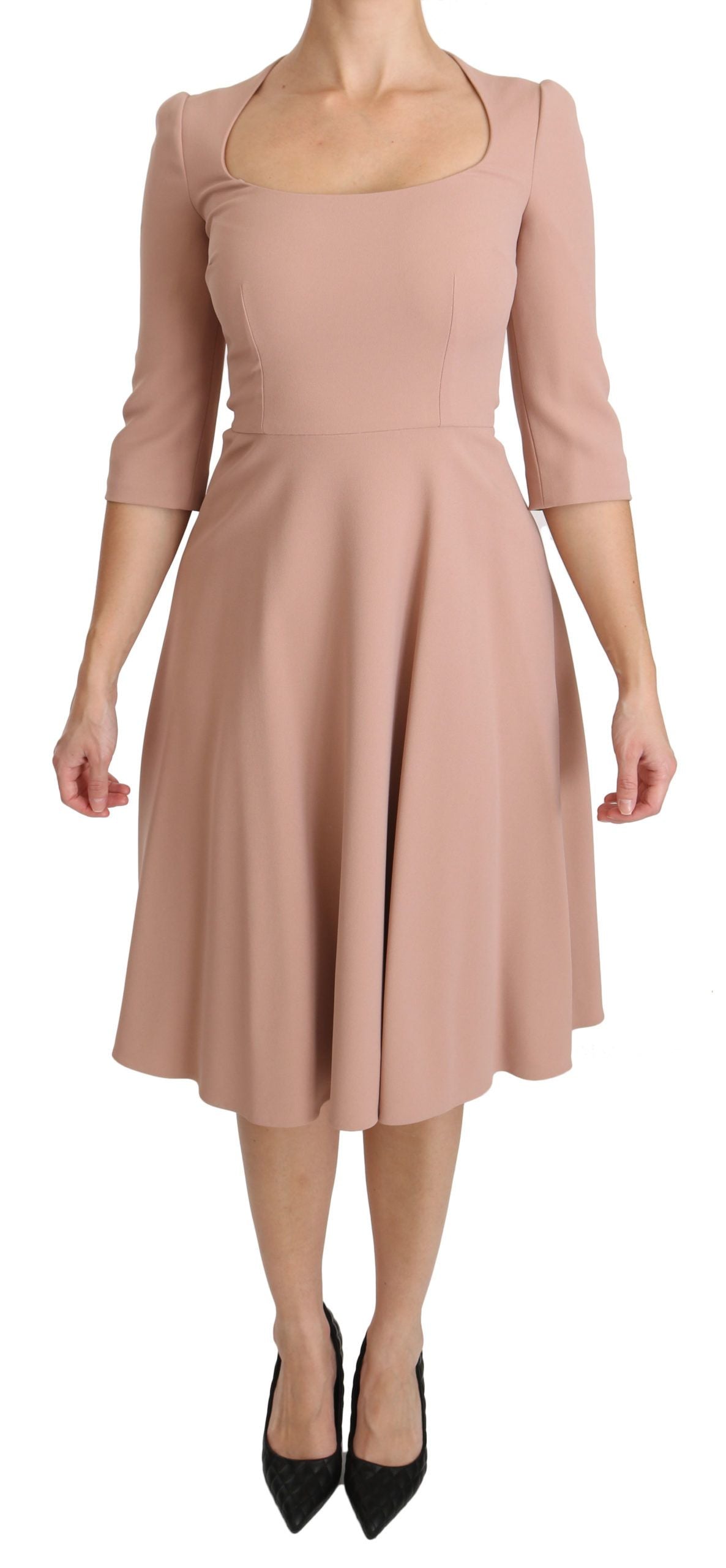 Dolce & Gabbana Rosa 3/4-Ärmel A-Linie Viskose Kleid