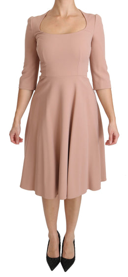 Dolce & Gabbana Rosa 3/4-Ärmel A-Linie Viskose Kleid