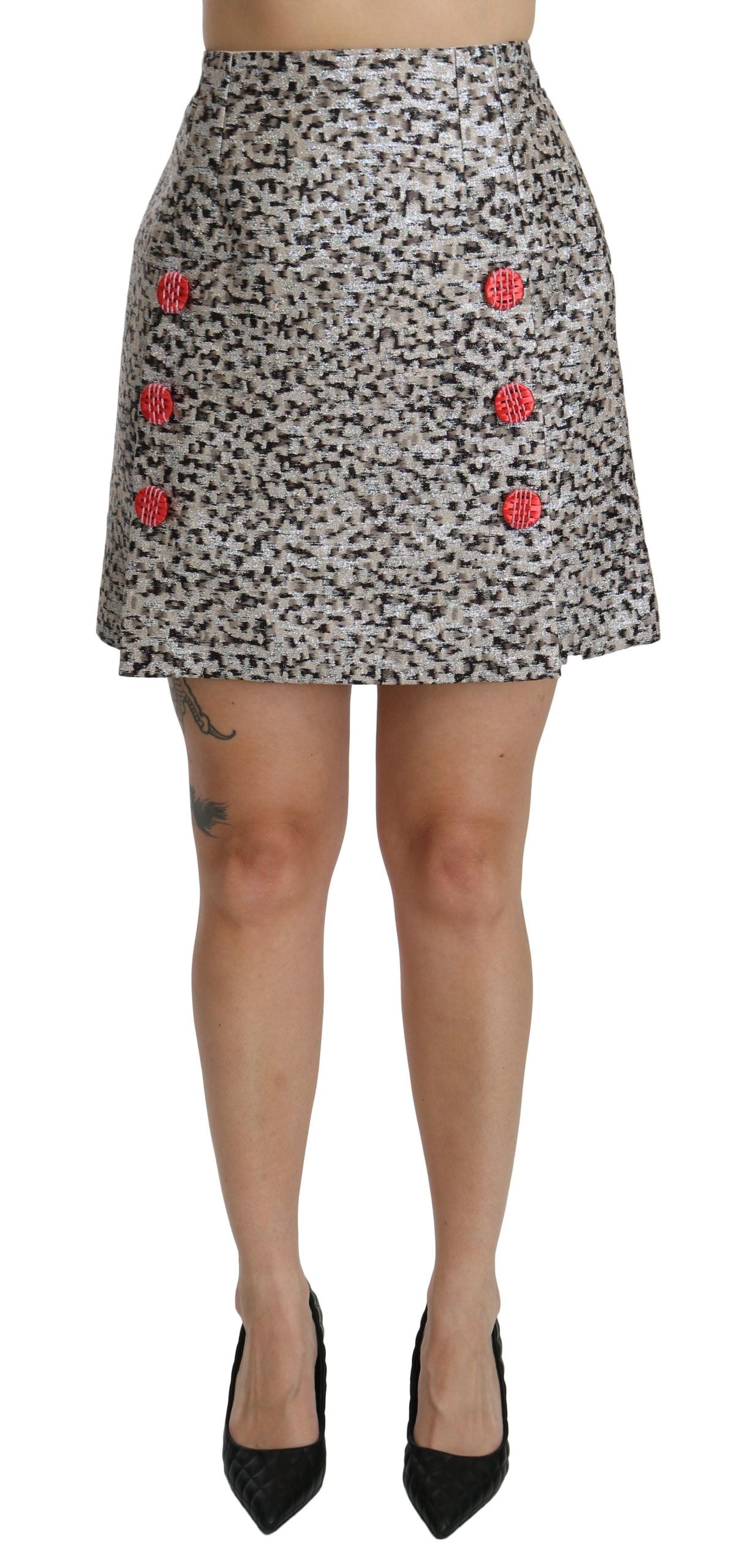 Dolce & Gabbana Silbernes Muster A-Linie Rock mit hoher Taille