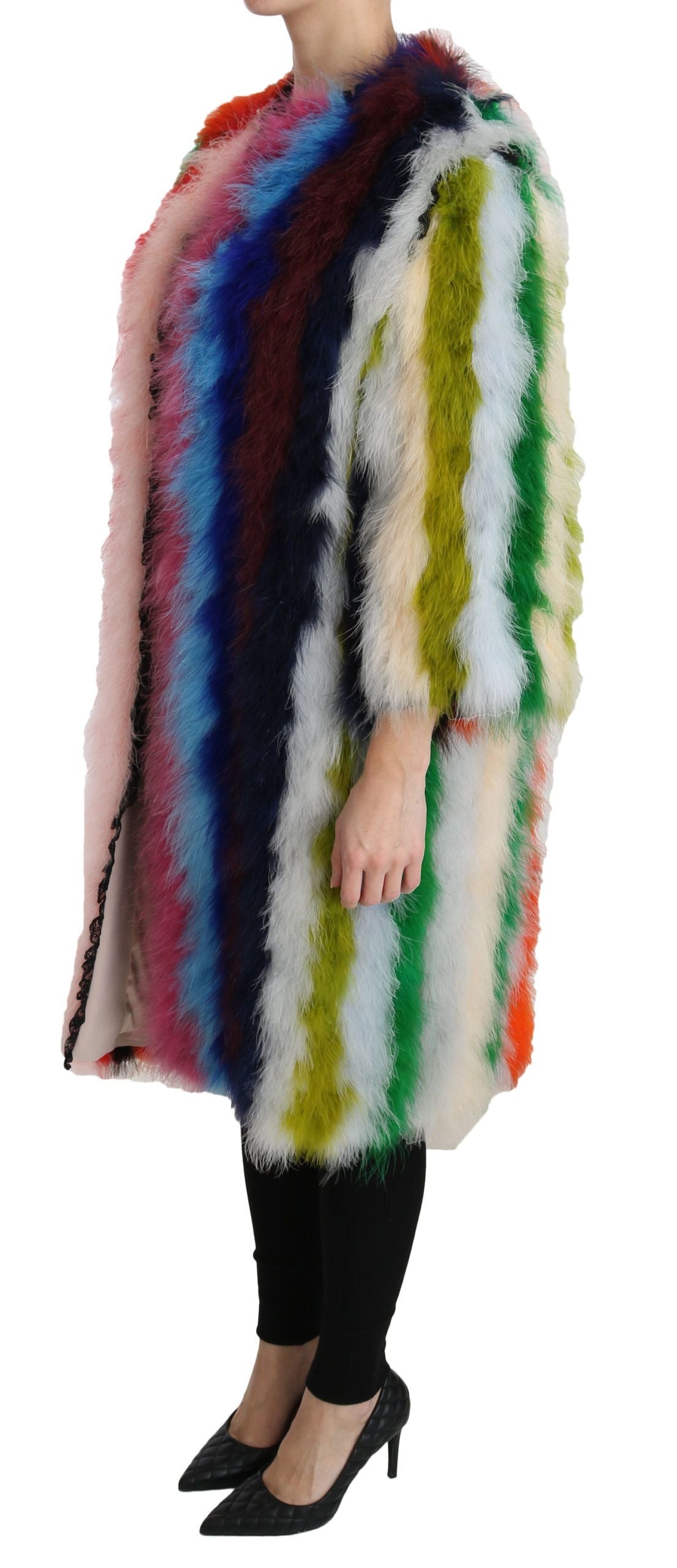 Dolce & Gabbana Multicolor Türkei Feder Cape Pelzmantel