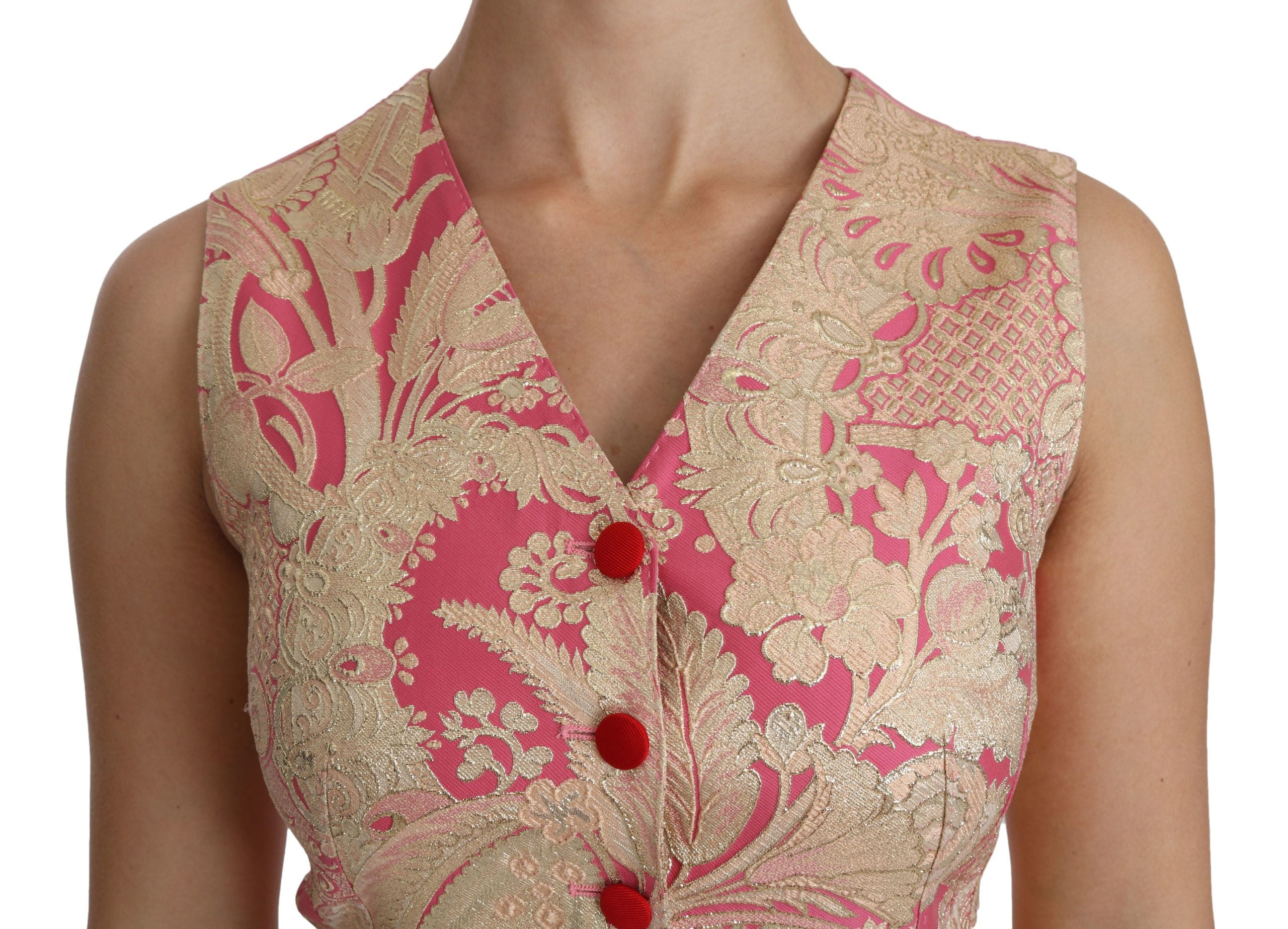 Dolce & Gabbana Rosa Gold Brokat Weste Weste Bluse Oberteil
