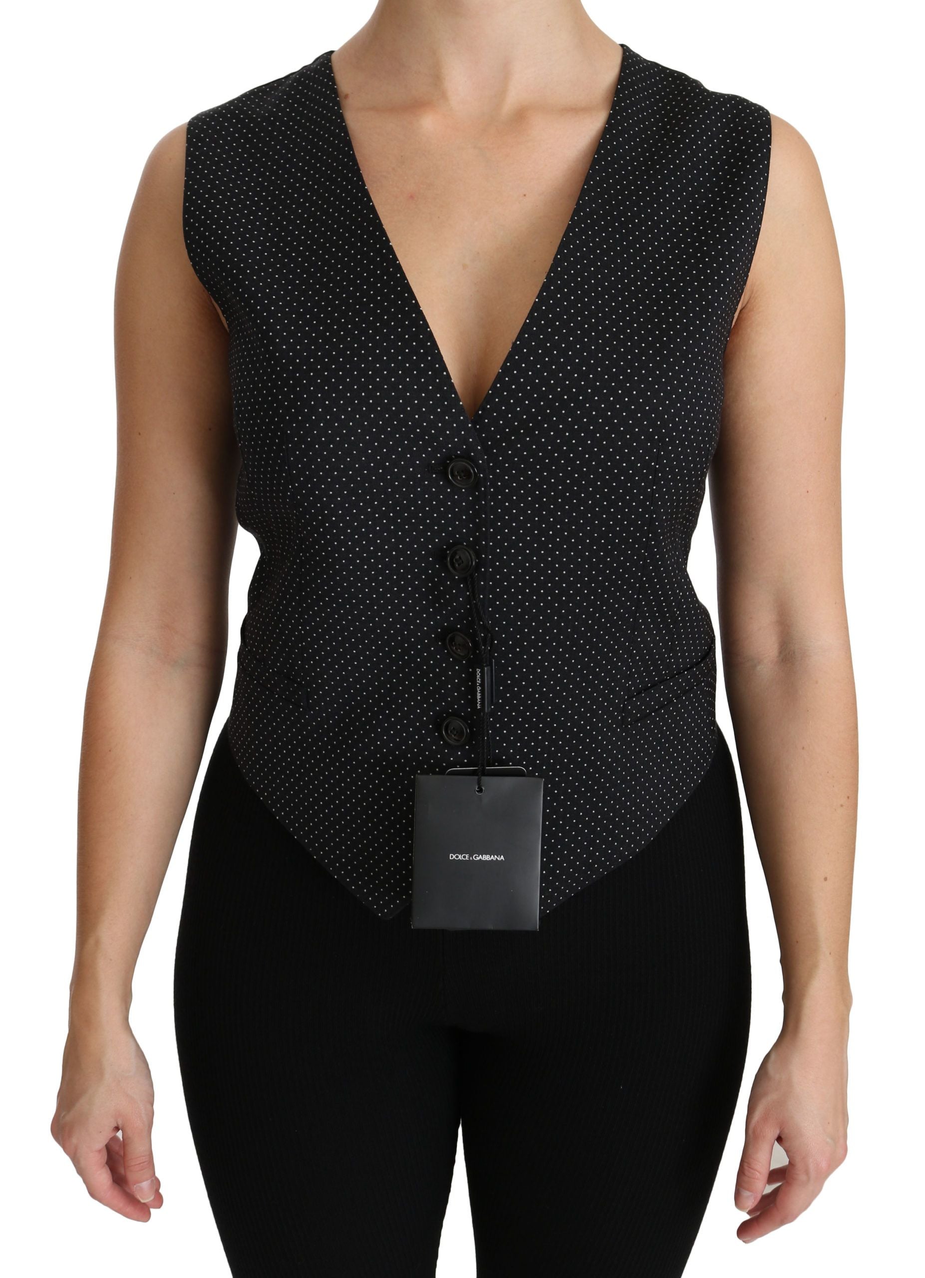 Dolce & Gabbana Schwarz gepunktete Weste Weste Bluse Top