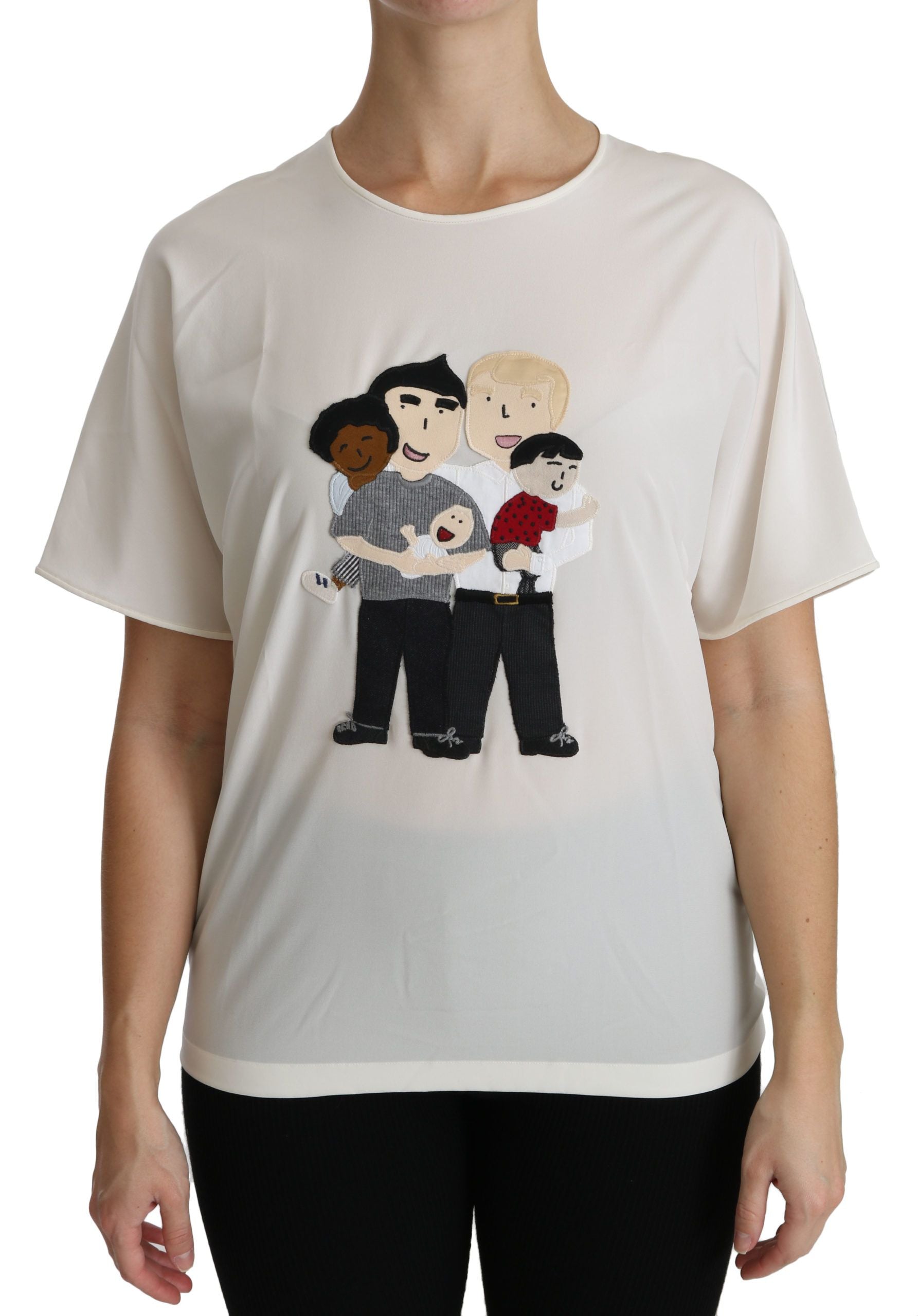 Dolce & Gabbana Weißes #dgfamily Patch Kurzarm-Blusentop
