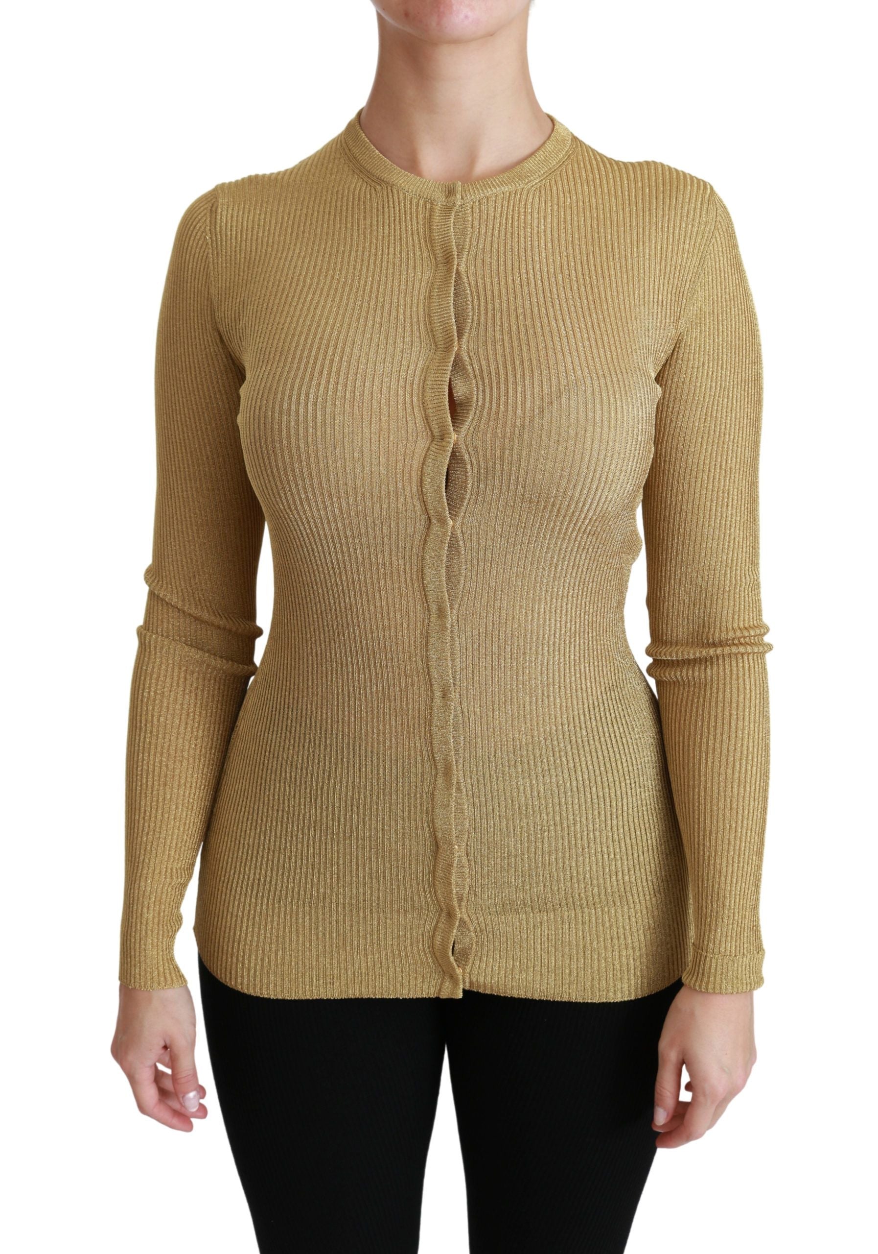 Dolce & Gabbana Gold Langarm Strickjacke Viskose Pullover