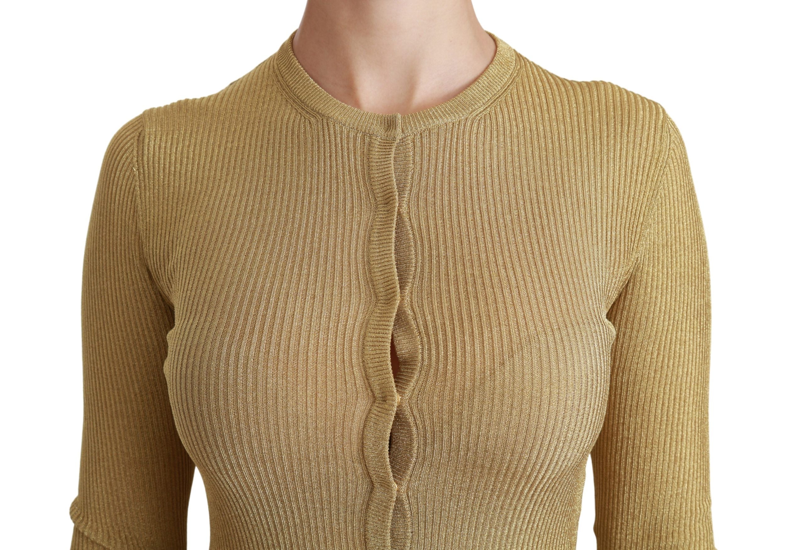 Dolce & Gabbana Gold Langarm Strickjacke Viskose Pullover