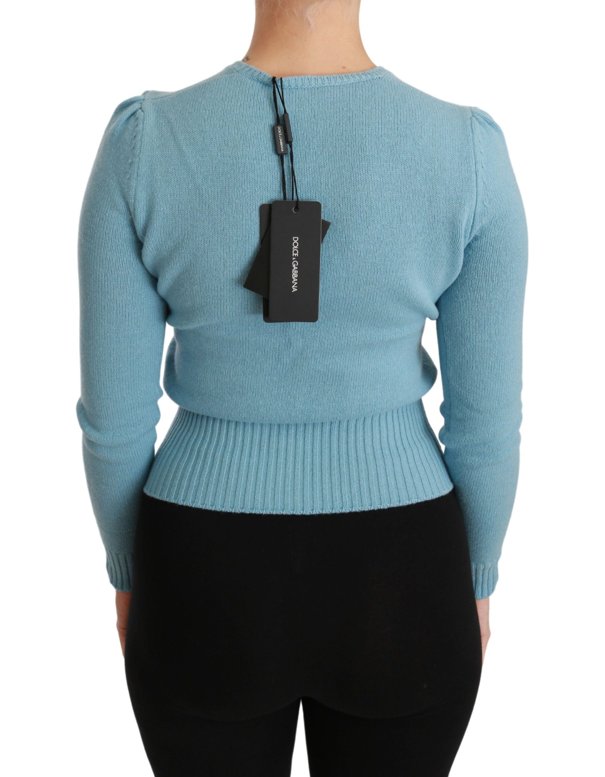 Dolce & Gabbana Blauer Pullover aus Wolle Queen Heart
