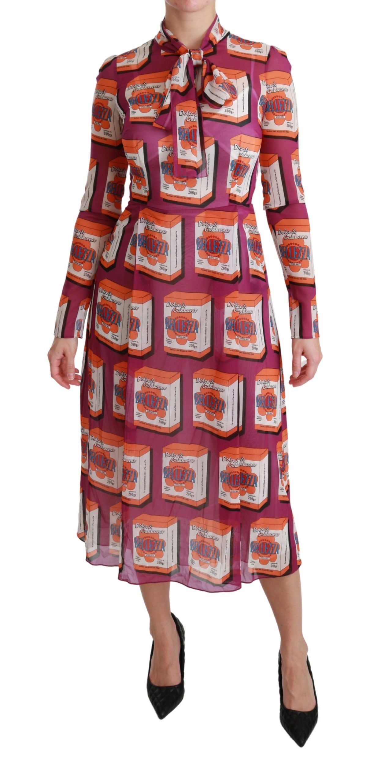 Dolce & Gabbana Lila Seide Bellezza A-Linien Kleid