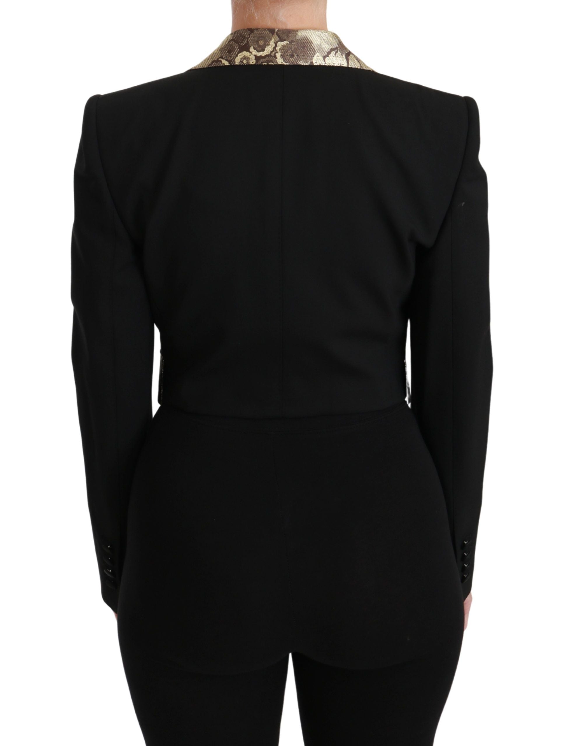 Dolce & Gabbana Schwarze Jacquard-Weste Blazermantel Wolljacke